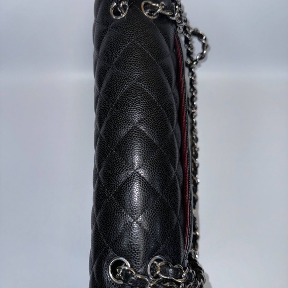 Chanel Black Quilted Caviar Jumbo Classic Double Flap Bag Silver Hardware & card - Picture 8 of 16